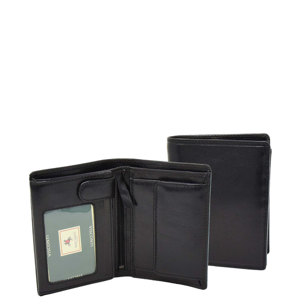 house of leather Mens Large Leather Bifold Wallet Toronto Black