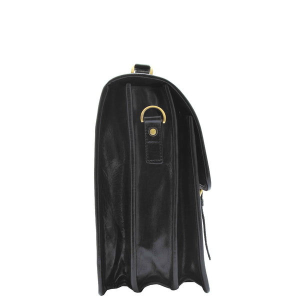 House Of Leather Mens Leather Briefcase Cross Body Bag Buckerell Black