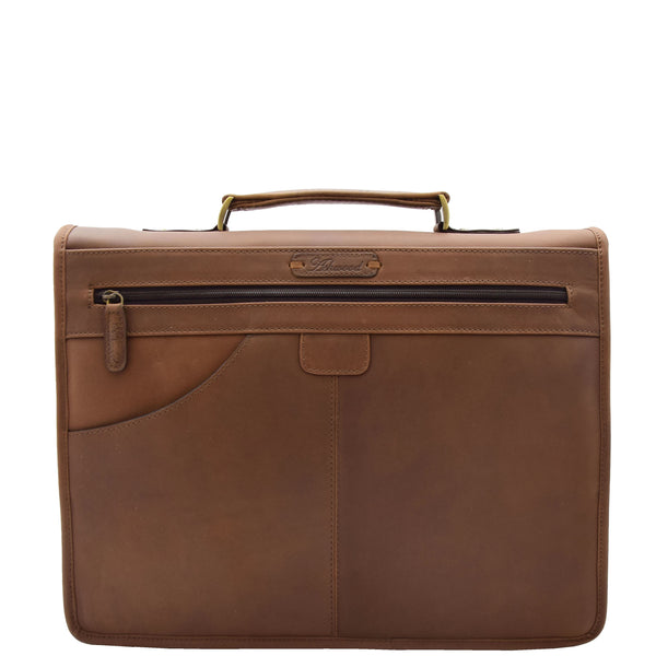 House Of Leather Mens Leather Briefcase Cross Body Bag Buckerell Vintage Mud Brown