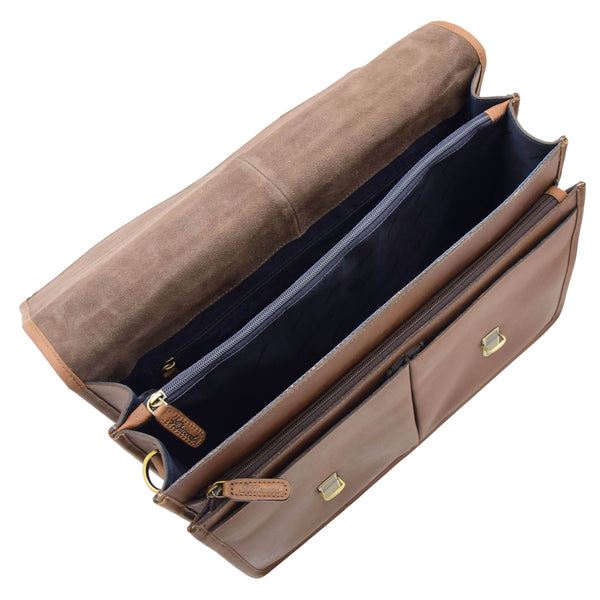 House Of Leather Mens Leather Briefcase Cross Body Bag Buckerell Vintage Mud Brown