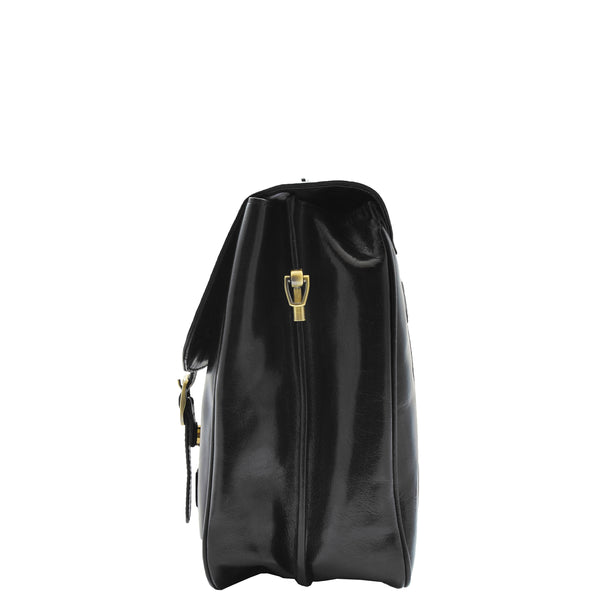 House Of Leather Mens Leather Briefcase Cross Body Bag Snowshill Black
