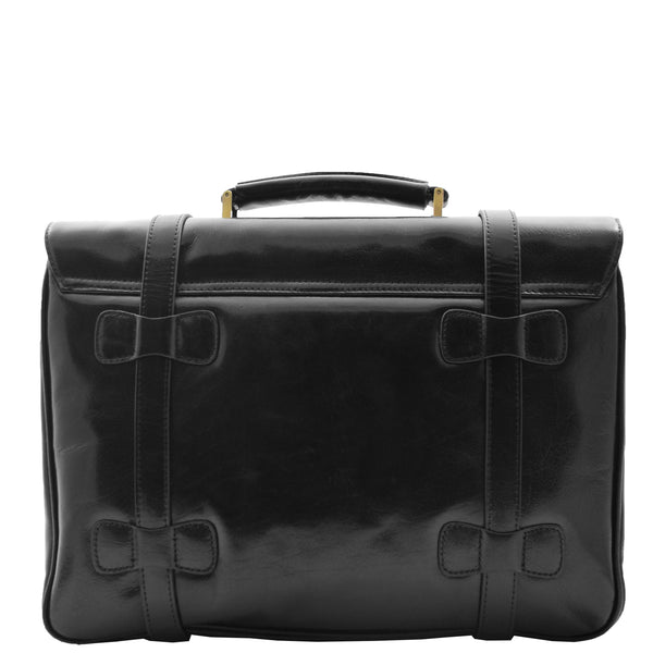 House Of Leather Mens Leather Briefcase Cross Body Bag Snowshill Black