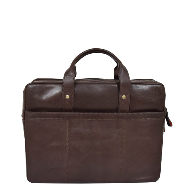 House Of Leather Mens Leather Briefcase With Laptop Compartment Bennett Brown