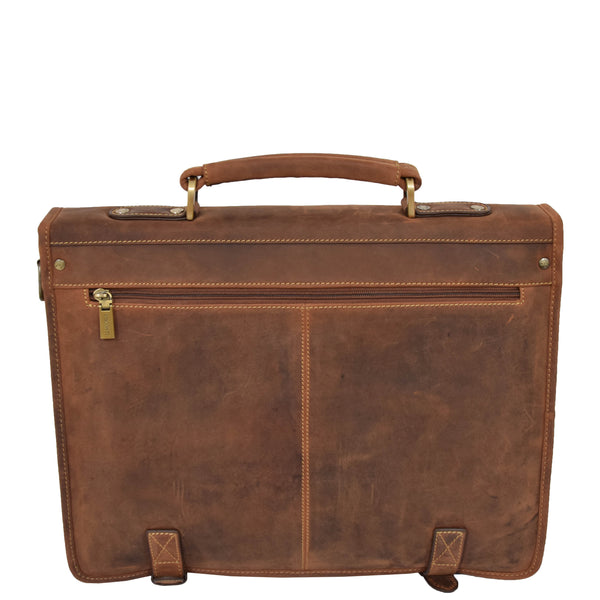 House Of Leather Mens Leather Cross Body Briefcase Satchel Hall Tan