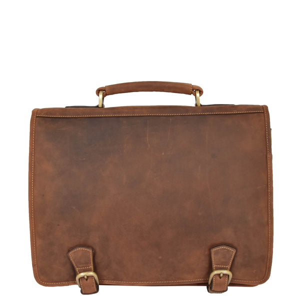 House Of Leather Mens Leather Cross Body Briefcase Satchel Hall Tan