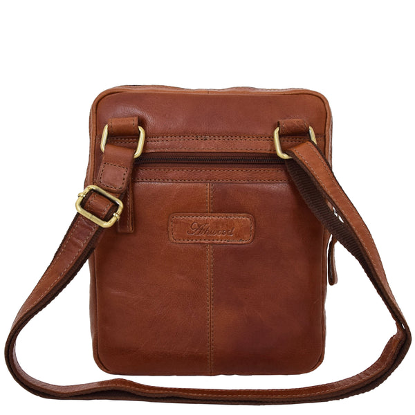 House Of Leather Mens Leather Cross Body Classic Flight Bag Ashton Tan