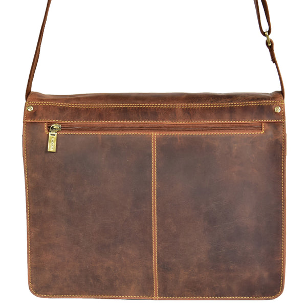 House Of Leather Mens Leather Cross Body Flap Over Bag Vegas Tan