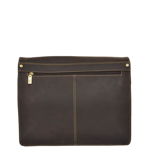 House Of Leather Mens Leather Cross Body Flap Over Messenger Bag Vegas Brown