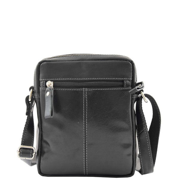 House Of Leather Mens Leather Cross Body Flight Bag Belgrade Black