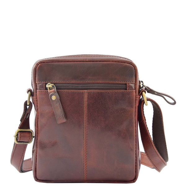 House Of Leather Mens Leather Cross Body Flight Bag Belgrade Brown