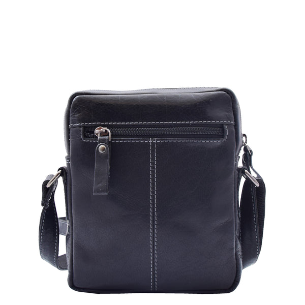 House Of Leather Mens Leather Cross Body Flight Bag Dolton Black