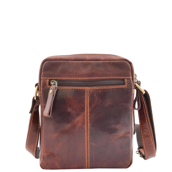 House Of Leather Mens Leather Cross Body Flight Bag Dolton Brown