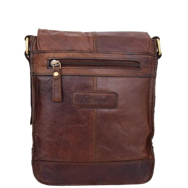 House Of Leather Mens Leather Cross Body Flight Bag Oldenburg Brown