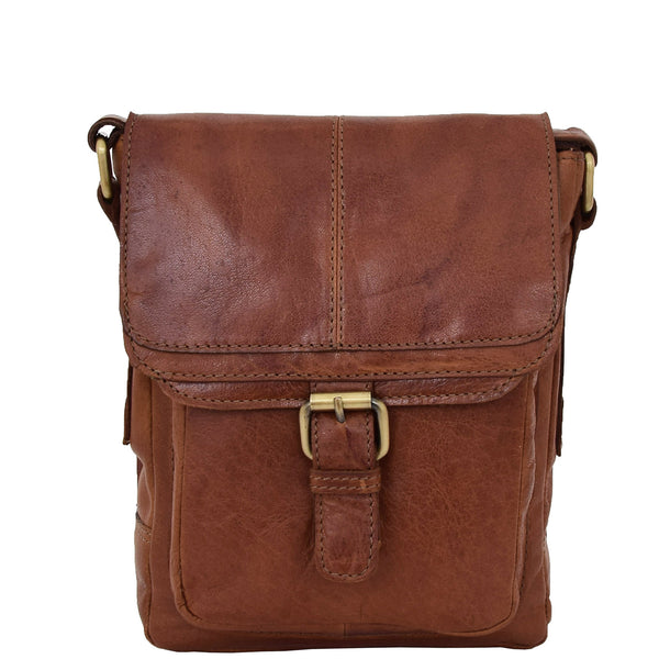 House Of Leather Mens Leather Cross Body Flight Bag Oldenburg Tan