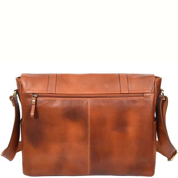 House Of Leather Mens Leather Cross Body Messenger Bag Classic Monza Tan