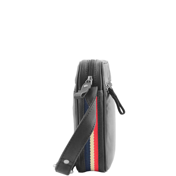 House Of Leather Mens Leather Cross Body Small Flight Bag Parkham Black