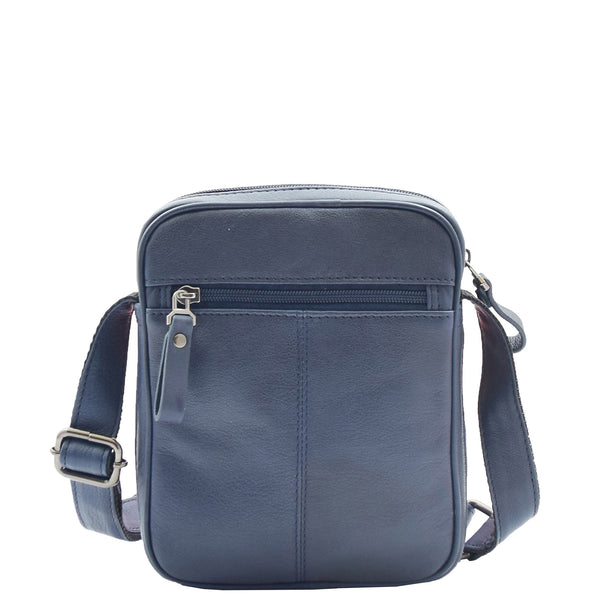 House Of Leather Mens Leather Cross Body Small Flight Bag Parkham Navy