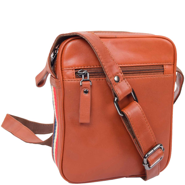 House Of Leather Mens Leather Cross Body Small Flight Bag Parkham Tan