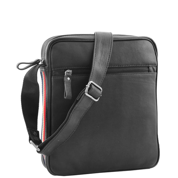 house of leather Mens Leather Cross Body Travel Flight Bag Aller Black house of leather Mens Leather Cross Body Travel Flight Bag Aller Black