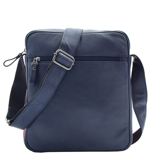 House Of Leather Mens Leather Cross Body Travel Flight Bag Aller Navy