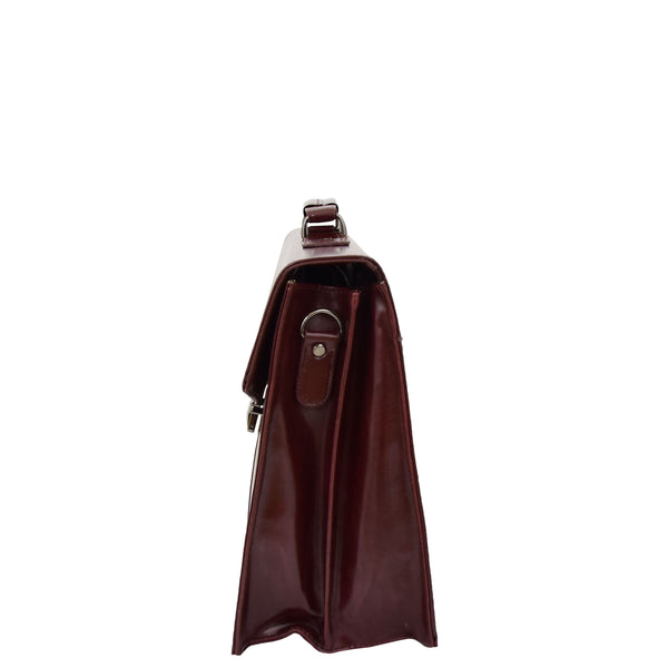 House Of Leather Mens Leather Flap Over Briefcase Dunkirk Brown