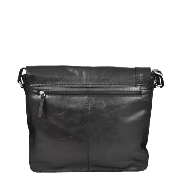 House Of Leather Mens Leather Flap Over Cross Body Bag Bristol Black