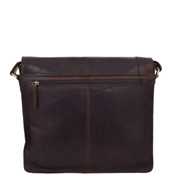 House Of Leather Mens Leather Flap Over Cross Body Bag Bristol Brown
