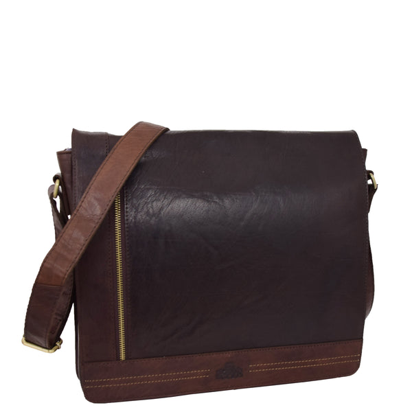 house of leather Mens Leather Flap Over Cross Body Bag Bristol Brown house of leather Mens Leather Flap Over Cross Body Bag Bristol Brown