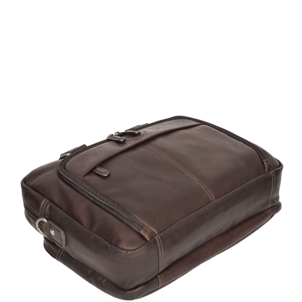 House Of Leather Mens Leather Laptop Organiser Briefcase HL341 Brown