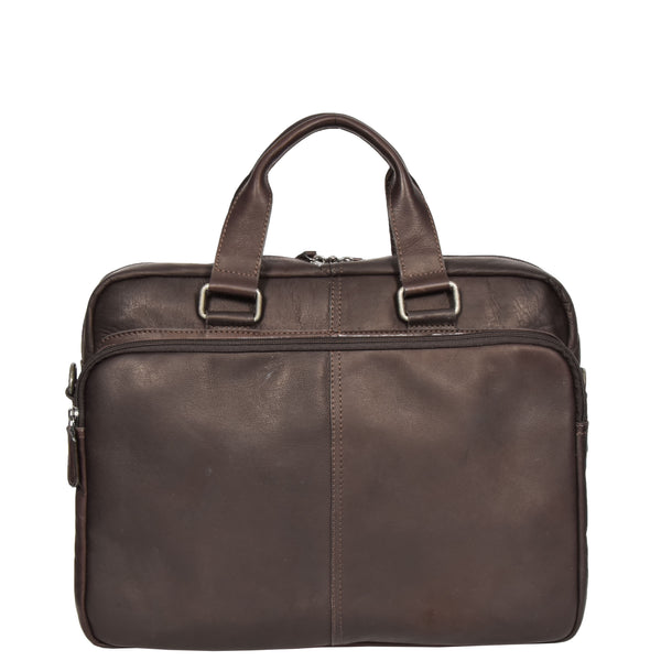 House Of Leather Mens Leather Laptop Organiser Briefcase HL341 Brown
