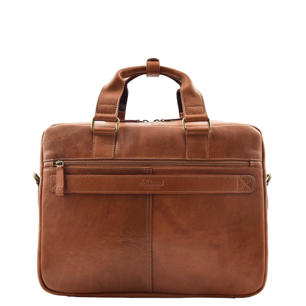 House Of Leather Mens Leather Laptop Organiser Briefcase HL341 Tan