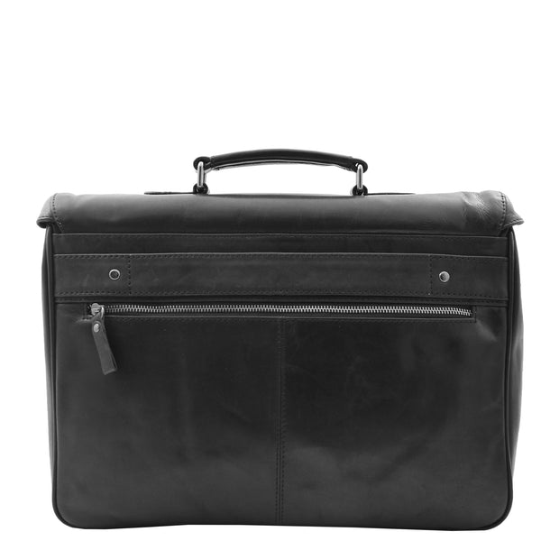 House Of Leather Mens Leather Messenger Briefcase HOL518 Black