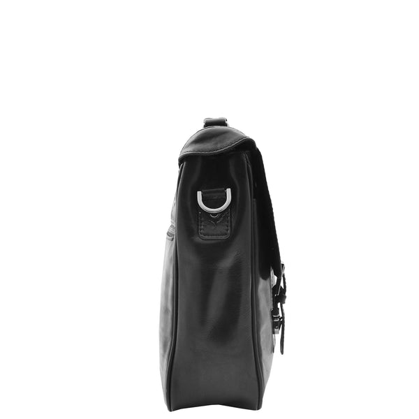 House Of Leather Mens Leather Messenger Briefcase HOL518 Black