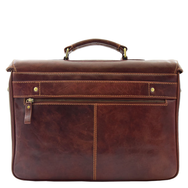 House Of Leather Mens Leather Messenger Briefcase HOL518 Brown