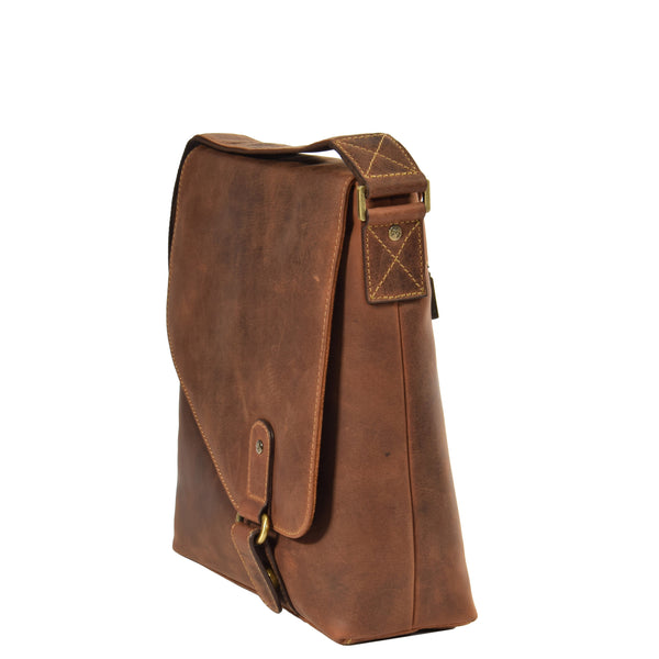 House Of Leather Mens Leather Organiser Cross Body Bag Bremen Tan