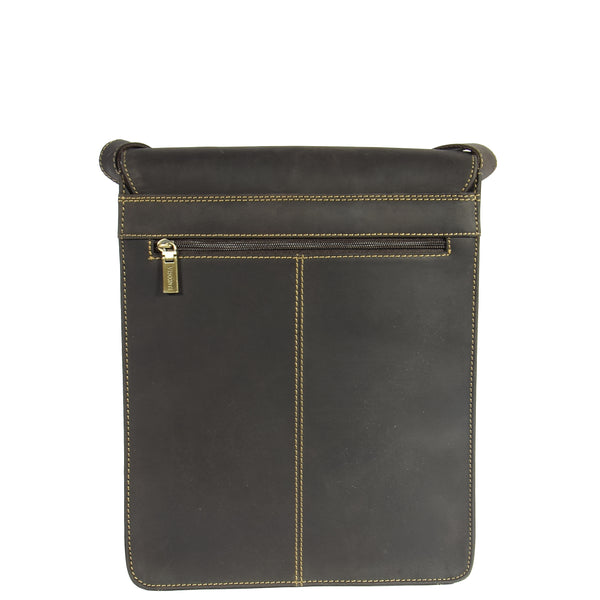 House Of Leather Mens Leather Satchel Cross Body Bag Angeles Brown