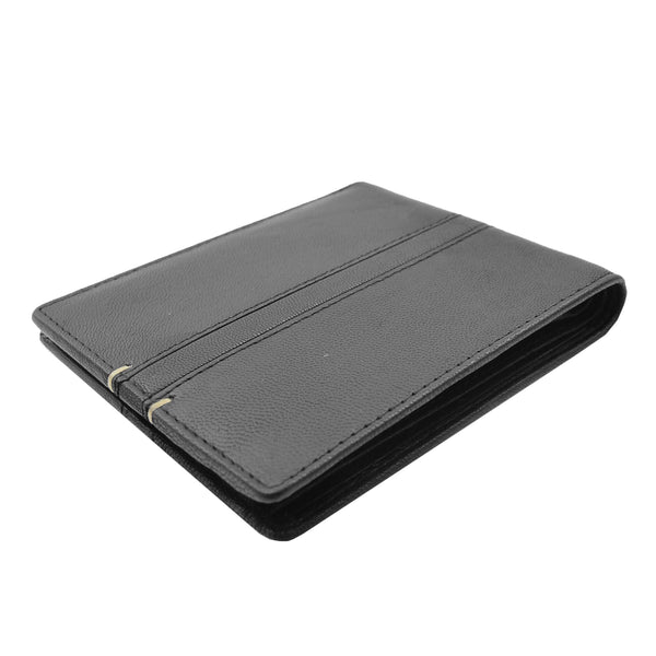 House Of Leather Mens Leather Slim Bifold Wallet HOL802 Black