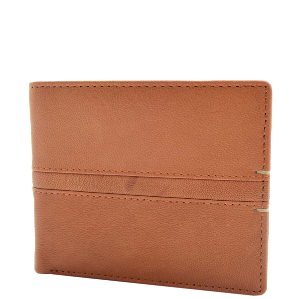 House Of Leather Mens Leather Slim Bifold Wallet HOL802 Cognac