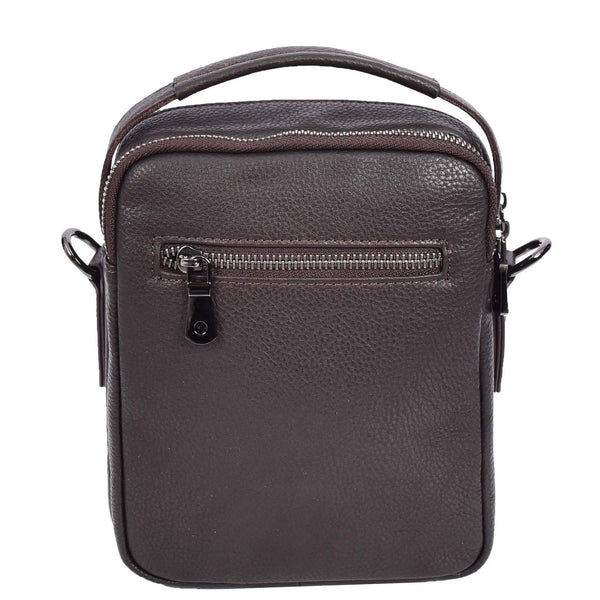 House Of Leather Mens Leather Small Cross Body Flight Bag Hudson Brown