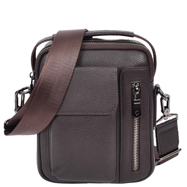 house of leather Mens Leather Small Cross Body Flight Bag Hudson Brown house of leather Mens Leather Small Cross Body Flight Bag Hudson Brown