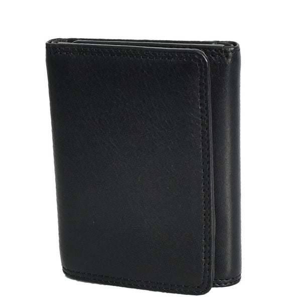 House Of Leather Mens Leather Tri-fold RFID Slim Wallet Banknotes Credit Cards ID Card Holder HOL181 Black