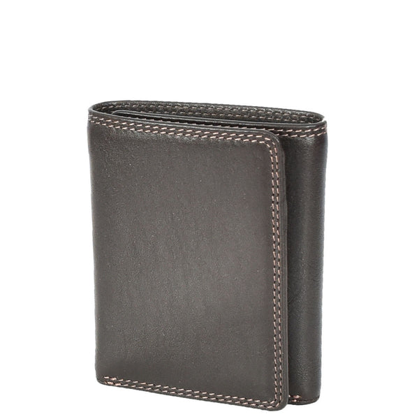 House Of Leather Mens Leather Tri-fold RFID Slim Wallet Banknotes Credit Cards ID Card Holder HOL181 Brown