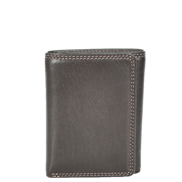 House Of Leather Mens Leather Tri-fold RFID Slim Wallet Banknotes Credit Cards ID Card Holder HOL181 Brown
