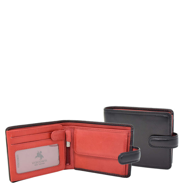 house of leather Mens Premium Leather Two Tone Wallet Hobart Black