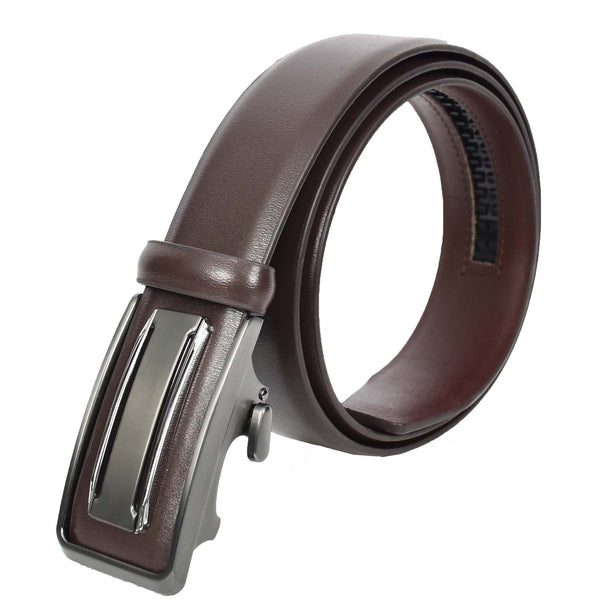 House Of Leather Mens Real Leather Adjustable Ratchet Automatic Casual Buckle Belt Luton Brown