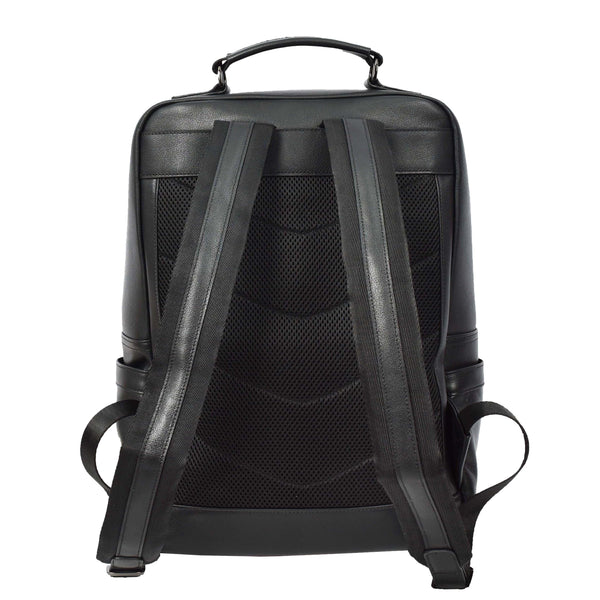 House Of Leather Mens Real Leather Backpack Large Size Laptop Business Travel Rucksack Modra Black