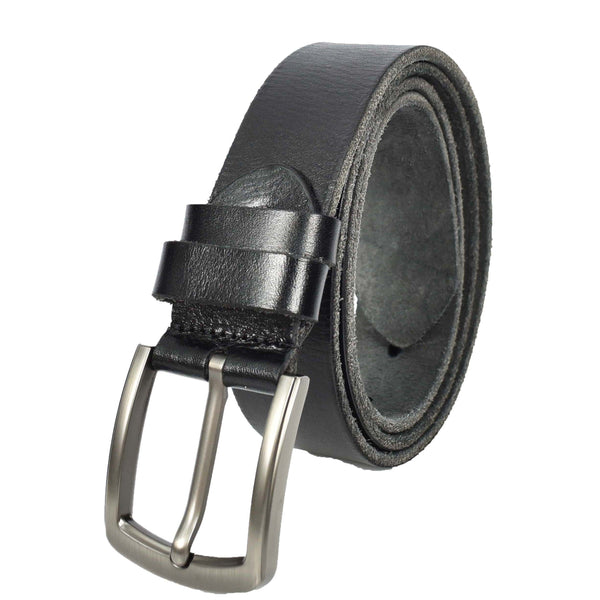 House Of Leather Mens Real Leather Belt Casual Style For Jeans Pants Work Everyday Wear Truro Black