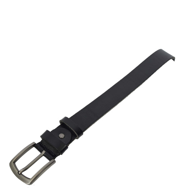 House Of Leather Mens Real Leather Belt Casual Style For Jeans Pants Work Everyday Wear Truro Black