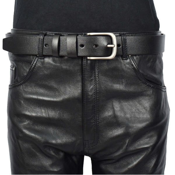 House Of Leather Mens Real Leather Belt Casual Style For Jeans Pants Work Everyday Wear Truro Black