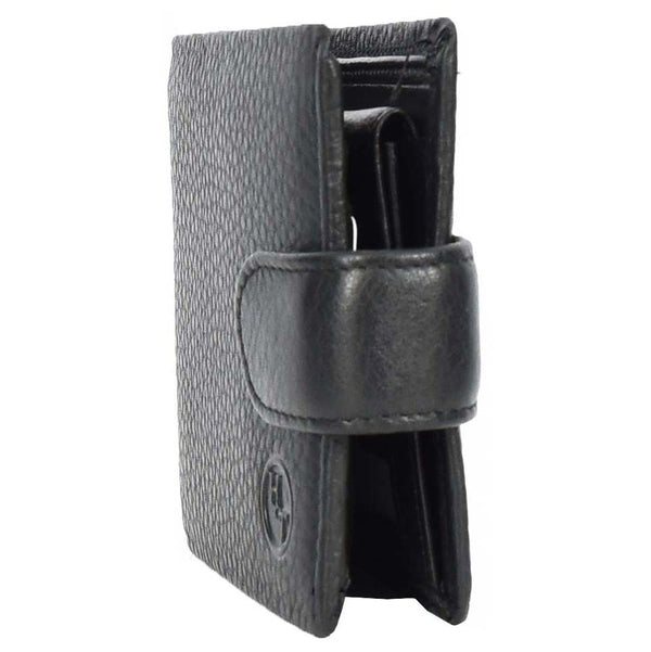 House Of Leather Mens Real Leather Bifold Wallet Banknotes ID Window Card Holder Cairn Black